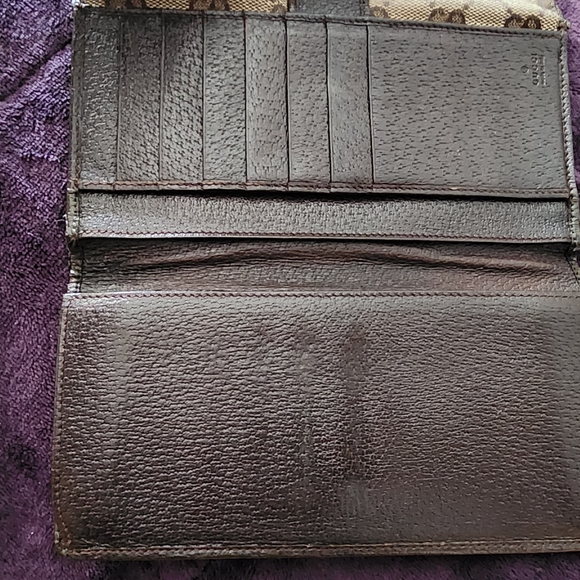 Gucci GG Monogram Womens Brown Canvas Long Bi-fold Wallet - Picture 10 of 16